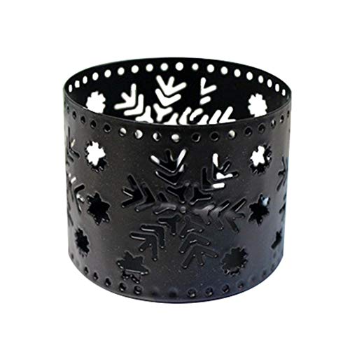 qiguch66 Metal Iron Hollow Candle Holder,Round Xmas Pattern Hollow Candle Holder for FestiveThansgiving Christmas Home Party Ornament Table Decor Black Small Deer#