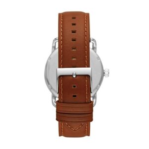 Fossil Men's Copeland Quartz Stainless Steel and Leather Three-Hand Watch, Color: Silver, Brown (Model: FS5737)