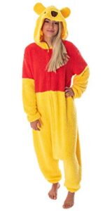 disney winnie the pooh kigurumi adult costume union suit sherpa pajama outfit (large)