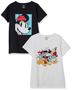 amazon essentials disney | marvel | star wars | princess women's short-sleeve crew-neck t-shirts (available in plus size), pack of 2, minnie and friends, xx-large