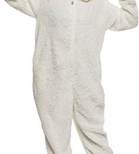 Funziez! Slim Fit Sherpa Adult Onesie - Animal Halloween Costume - Plush One Piece Cosplay Suit for Women and Men