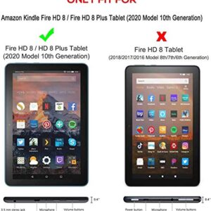 Case for Kindle Fire HD 8/HD 8 Plus Tablet 10th Generation 2020 | Herize Heavy Duty Fire Hd 8 Case W/Screen Protector 360 Rotating Stand Hand Strap Shoulder Strap for Amazon Kindle Fire 8 Inch Tablet