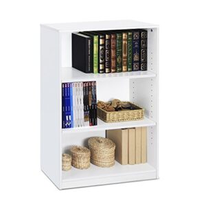 Furinno Luder Bookcase/Book/Storage, 5-Tier, White & FURINNO Jaya Simple Home 3-Tier Adjustable Shelf Bookcase, White