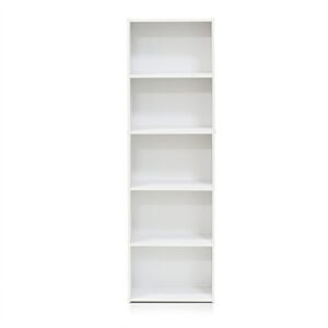 Furinno Luder Bookcase/Book/Storage, 5-Tier, White & FURINNO Jaya Simple Home 3-Tier Adjustable Shelf Bookcase, White