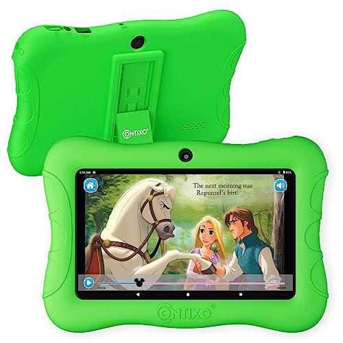 Contixo Kids Tablet V9, 7-inch HD, Ages 3-7, Toddler Tablet with Camera, Parental Control - Android 10, 32GB, WiFi, Learning Tablet for Kids, Green