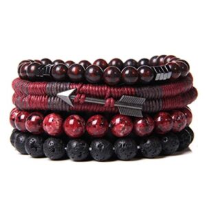 casdan 4-5 pcs leather woven braided bracelet for men women wrap cuff bracelets linen hemp cords wood beads ethnic tribal wristband adjustable 4