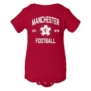 manchester home kit world classic soccer football arch infant creeper bodysuit - 12 month - red