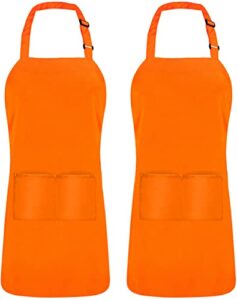 utopia kitchen 2 pack bib apron, adjustable with 2 pockets, water and oil resistant, cooking kitchen chef apron for women men