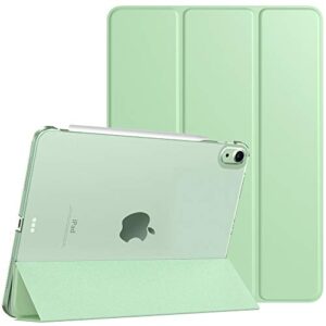 timovo case for new ipad air 4 10.9" 2020, ipad air 4th generation case, support 2nd gen apple pencil charging, trifold stand translucent frosted back protective case & auto wake/sleep - green