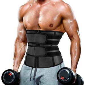 MOLUTAN Waist Trainer Trimmer for Men Tummy Control Shapewear Neoprene Sweat Belt Slimming Body Shaper Black
