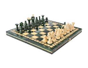 wooden chess set paris apple wooden international board vintage carved pieces - 14"