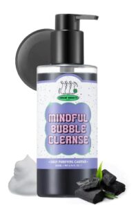 chasin' rabbits mindful bubble cleanse | vegan all in one face to body bubble cleanser | pore purifying with charcoal face wash for mens, for oily skin | 200ml/6.76 fl. oz