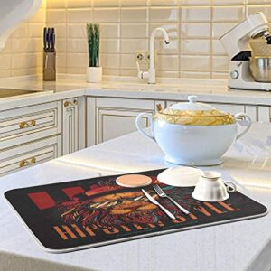 Hipshilh Style Lion Man Dish Drying Mat 16"x18" Absorbent Machine Washable Hanging Fast Dry Pad Dish Protective Mat for Kitchen Countertop Heat Resistant Dinner Table Mat