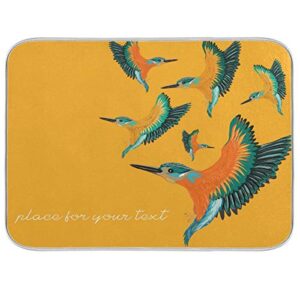 animal fly bird quote dish drying mat 16"x18" absorbent machine washable hanging fast dry pad dish protective mat for kitchen countertop heat resistant dinner table mat