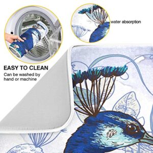 Painting Lovely Heart Peacock Dish Drying Mat 24"x18" Absorbent Machine Washable Hanging Fast Dry Pad Dish Protective Mat for Kitchen Countertop Heat Resistant Dinner Table Mat