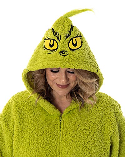 Dr. Seuss The Grinch Who Stole Christmas Matching Family Costume Pajama Sherpa Union Suit For Women Men (MD)