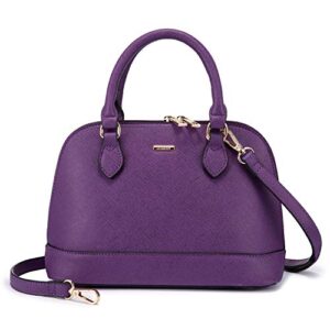 small crossbody bags for women classic double zip top handle dome satchel bag shoulder purse purple