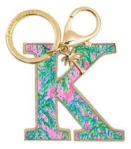 lilly pulitzer leatherette initial keychain, letter bag charm for women, suite views (k)
