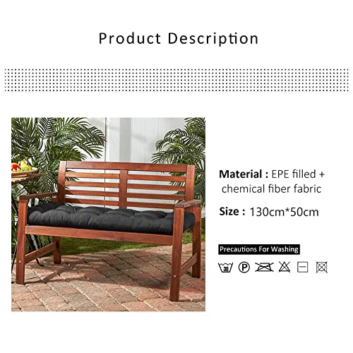 Indoor/Outdoor Bench Cushion Cotton Garden Furniture Loveseat Cushion, 51.2"x19.7" Patio Wicker Seat Cushions for Lounger Garden Furniture Patio Lounger Bench (Gray)