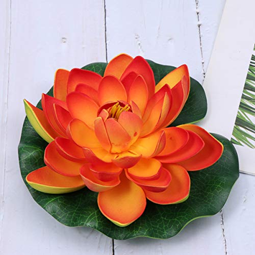 Hemoton Outdoor Artificial Plants Floating Artificial Flowers Artificial Water Lily Pads for Garden Fish Pond Water Lily Wedding Party Decoration (18cm Orange) Artificial Plants Outdoor