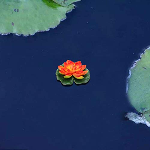 Hemoton Outdoor Artificial Plants Floating Artificial Flowers Artificial Water Lily Pads for Garden Fish Pond Water Lily Wedding Party Decoration (18cm Orange) Artificial Plants Outdoor