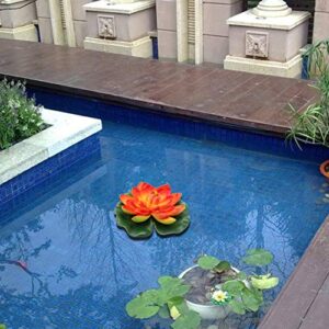 Hemoton Outdoor Artificial Plants Floating Artificial Flowers Artificial Water Lily Pads for Garden Fish Pond Water Lily Wedding Party Decoration (18cm Orange) Artificial Plants Outdoor