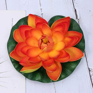 Hemoton Outdoor Artificial Plants Floating Artificial Flowers Artificial Water Lily Pads for Garden Fish Pond Water Lily Wedding Party Decoration (18cm Orange) Artificial Plants Outdoor