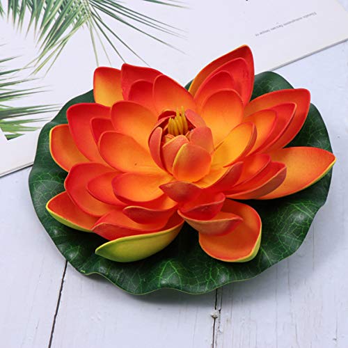 Hemoton Outdoor Artificial Plants Floating Artificial Flowers Artificial Water Lily Pads for Garden Fish Pond Water Lily Wedding Party Decoration (18cm Orange) Artificial Plants Outdoor