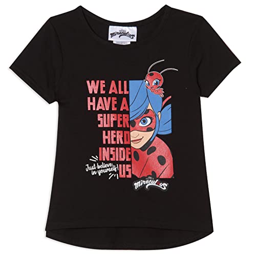Miraculous Ladybug Little Girls 2 Pack T-Shirts Polka Dots Black/Red 6