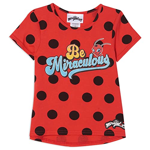 Miraculous Ladybug Little Girls 2 Pack T-Shirts Polka Dots Black/Red 6