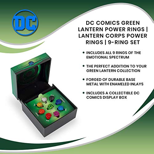 SalesOne LLC DC Comics Green Lantern Power Rings | Lantern Corps Power Rings | 9-Ring Set