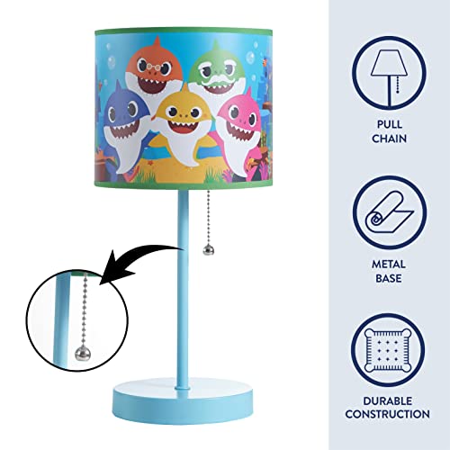 Idea Nuova Baby Shark Stick Table Kids Lamp with Pull Chain,Metal, Themed Printed Decorative Shade