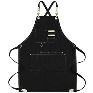 mactso chef apron water resistant canvas cross back adjustable apron for men women(black)