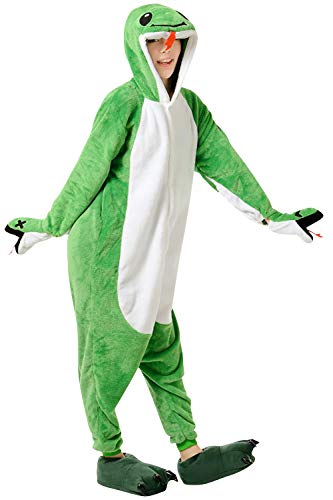 YAOMEI Women Onesies Adult, Mens Kigurumi Onesies Unicorn Pyjamas Sleepsuit Nightwear 3D Hoodie (Snake, XL)