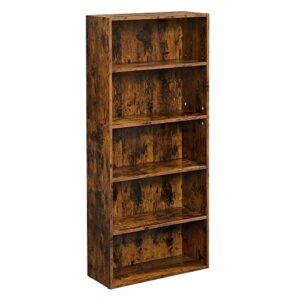 vasagle bookshelf, 5-tier open bookcase with adjustable storage shelves, floor standing unit, rustic brown ulbc165x01
