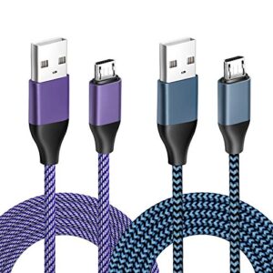 charger for ps4 controller charging cable 2pcs 10ft nylon braided micro usb 2.0 high speed data sync cord for xbox one s/x, playstation 4, ps4 slim/pro controller charger and play cord