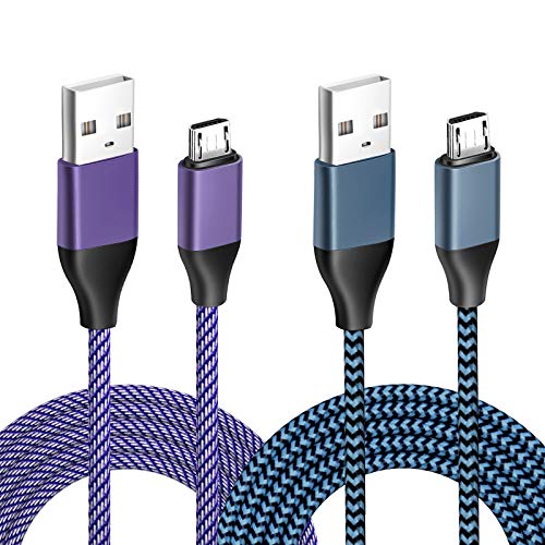 Charger for PS4 Controller Charging Cable 2PCS 10FT Nylon Braided Micro USB 2.0 High Speed Data Sync Cord for Xbox One S/X, Playstation 4, PS4 Slim/Pro Controller Charger and Play Cord