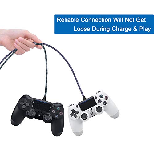 Charger for PS4 Controller Charging Cable 2PCS 10FT Nylon Braided Micro USB 2.0 High Speed Data Sync Cord for Xbox One S/X, Playstation 4, PS4 Slim/Pro Controller Charger and Play Cord