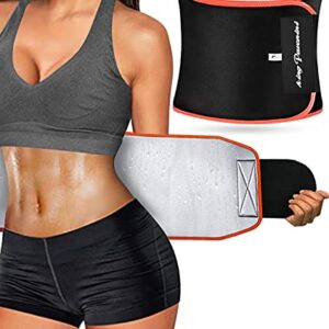 KingPavonini Waist Trimmer Waist Trainer Stomach Wraps Sweat Belt for Women Men Orange