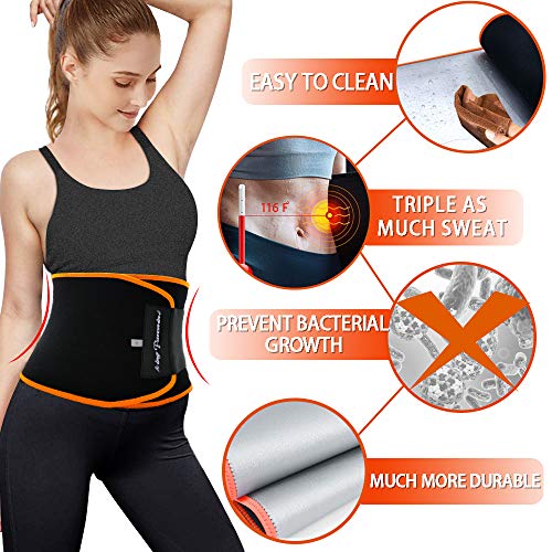 KingPavonini Waist Trimmer Waist Trainer Stomach Wraps Sweat Belt for Women Men Orange