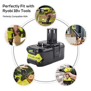 ARyee 6.0Ah High Capacity P108 Battery Replacement for Ryobi 18V Lithium Ion Battery P102 P103 P104 P105 P107 P108 for 18-Volt ONE+ Plus Cordless Power Tool (2)