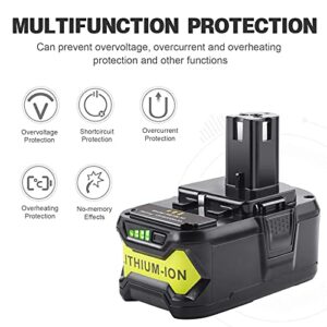 ARyee 6.0Ah High Capacity P108 Battery Replacement for Ryobi 18V Lithium Ion Battery P102 P103 P104 P105 P107 P108 for 18-Volt ONE+ Plus Cordless Power Tool (2)