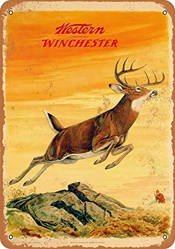 Wisesign Metal Tin Sign 8x12 inche - Vintage Style/Rusty Look 1958 Western Winchester Deer - Plaque Poster for Bar Pub Beer Home Garage Man Cave Wall Decor