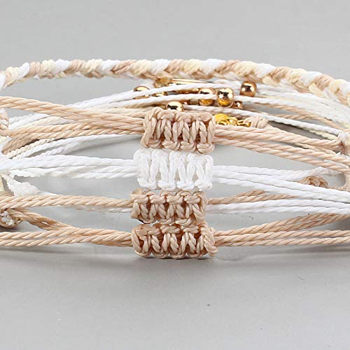 FANCY SHINY Sunflower String Bracelet Handmade Braided Rope Charms Boho Surfer Bracelet for Teen Girls Women(Wheat)