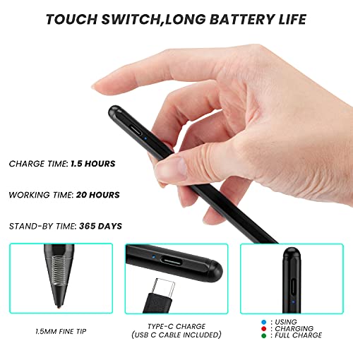 Electronic Stylus Pen for Amazon HD Fire 10/8 Tablet Pencil, Active Digital Capacitive Pen for Amazon Fire HD 10 Tablet, High Precision with Ultra Fine Tip,Good at Drawing and Writing,Black
