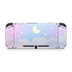 TACKY DESIGN Clouds Skin Compatible with Nintendo Switch Skins Decal, Stickers Blue Pastel Starry Sky Vinyl 3M Moon Full wrap Cover