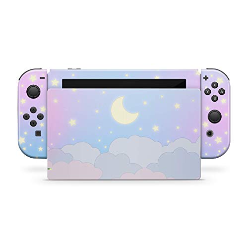 TACKY DESIGN Clouds Skin Compatible with Nintendo Switch Skins Decal, Stickers Blue Pastel Starry Sky Vinyl 3M Moon Full wrap Cover