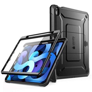 supcase unicorn beetle pro series case designed for ipad air 5 (2022) / ipad air 4 (2020) 10.9 inch, with pencil holder & built-in screen protector full-body rugged heavy duty case (black)