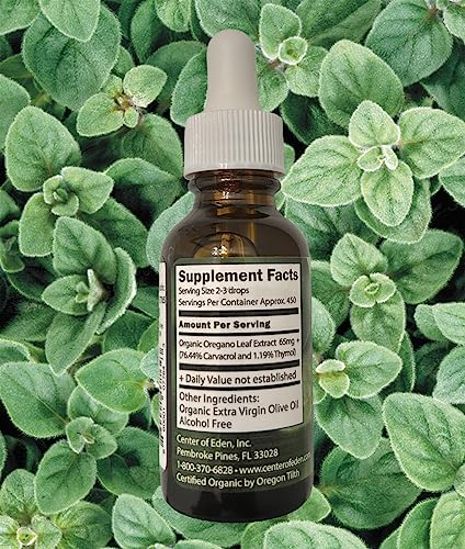 Center of Eden, Wild Mediterranean Oil of Oregano, Certified Organic, 76%+ Carvacrol, Herbal Supplement for Immune Support, Vegan, Non-GMO, 1 oz (Approx.450 Servings)