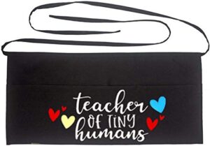 waist apron for teachers with 3 pockets half black apron,teachers prefect gift (teacher of ting humans)
